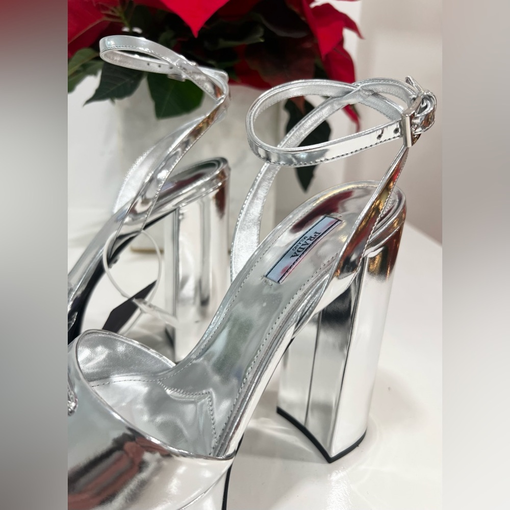Prada Silver Platform Sandals - Picture 3 of 10